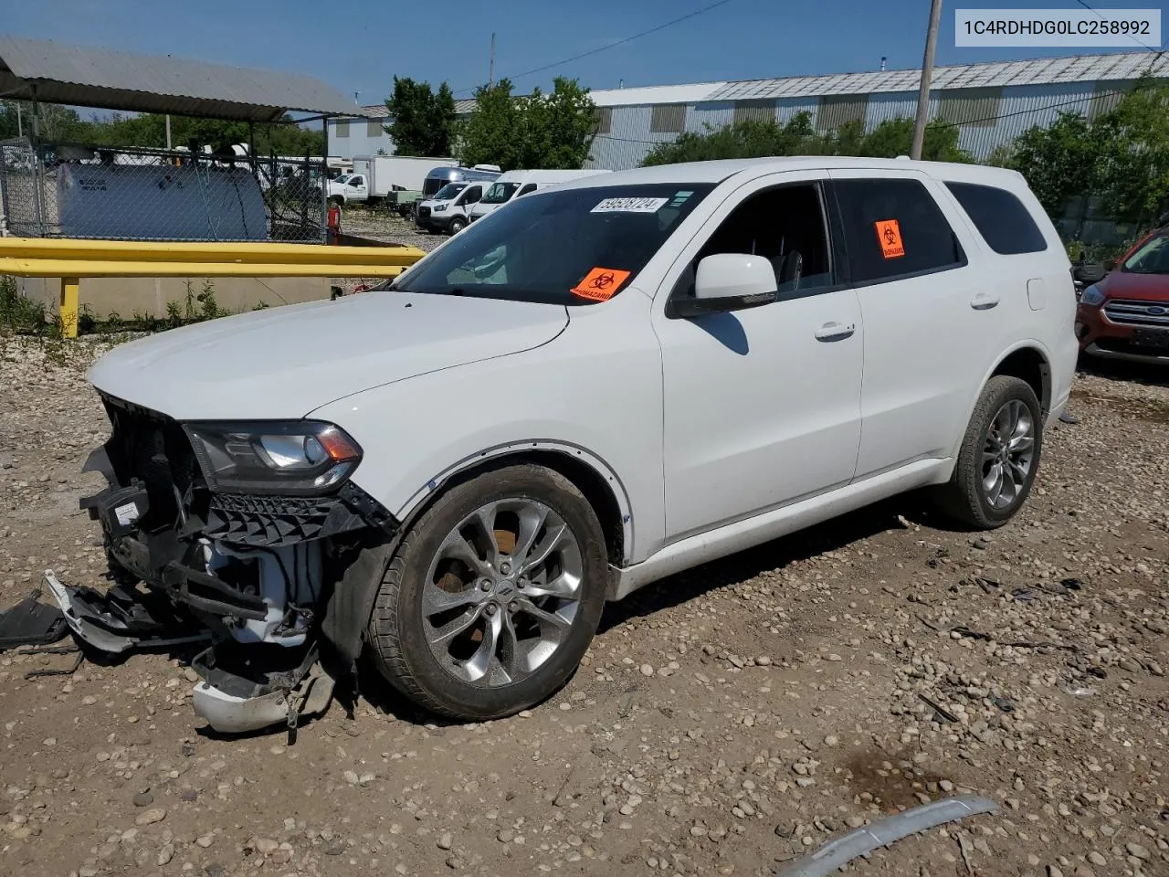 2020 Dodge Durango Gt VIN: 1C4RDHDG0LC258992 Lot: 59528724