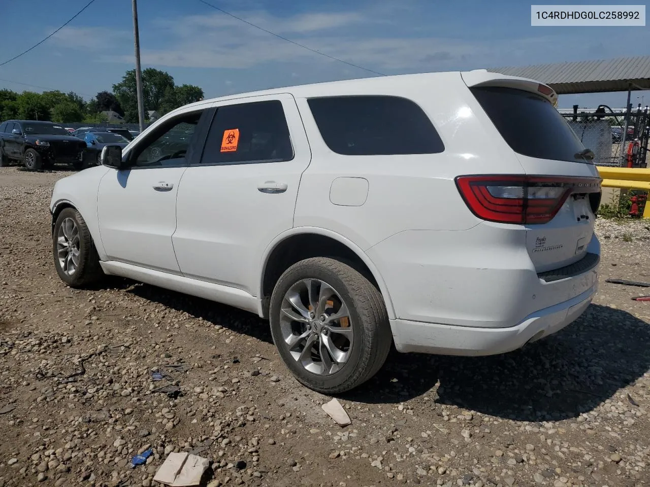 2020 Dodge Durango Gt VIN: 1C4RDHDG0LC258992 Lot: 59528724