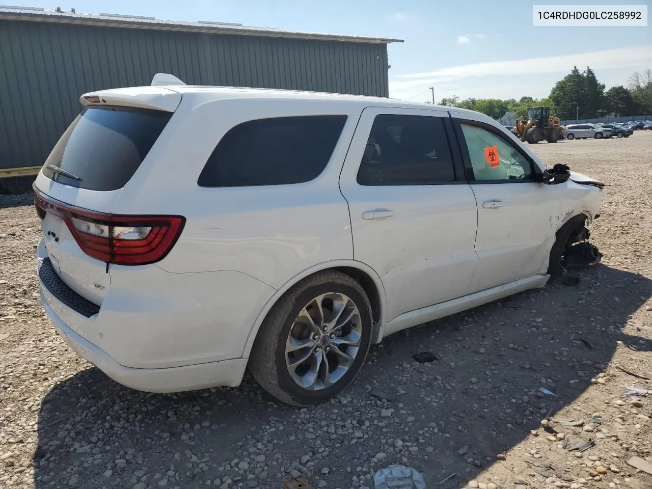 2020 Dodge Durango Gt VIN: 1C4RDHDG0LC258992 Lot: 59528724