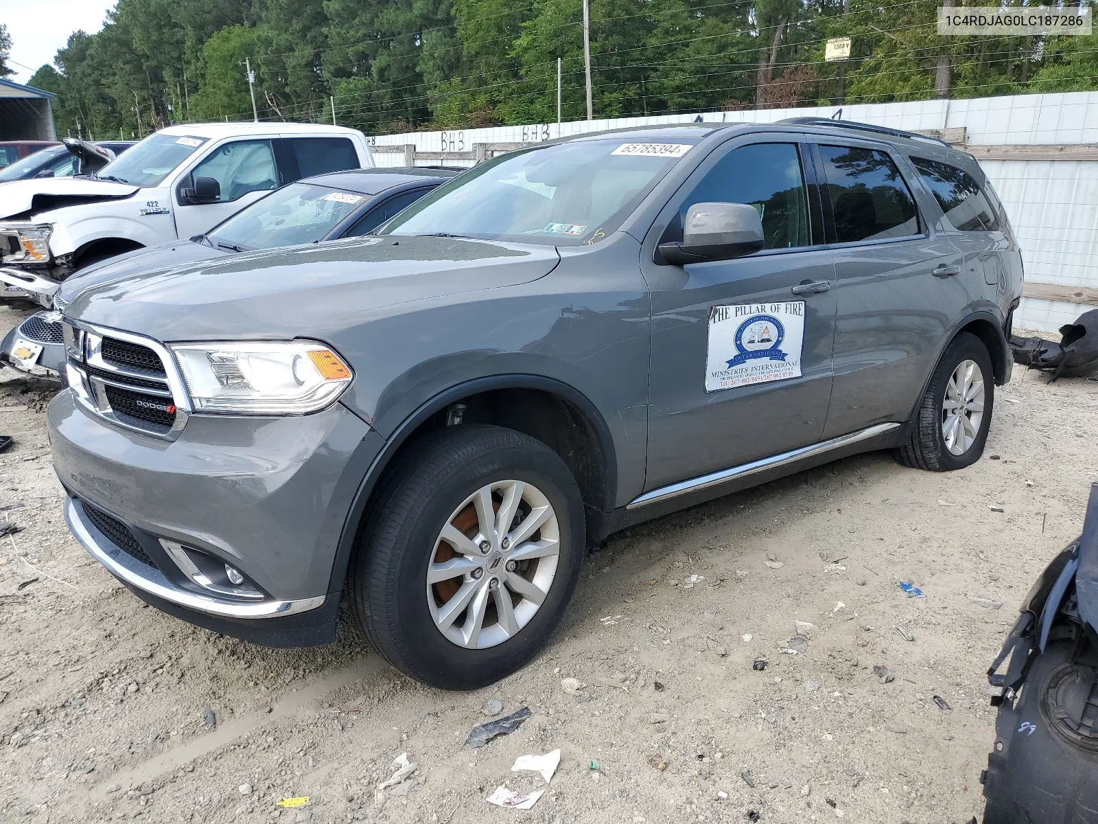 2020 Dodge Durango Sxt VIN: 1C4RDJAG0LC187286 Lot: 65785394