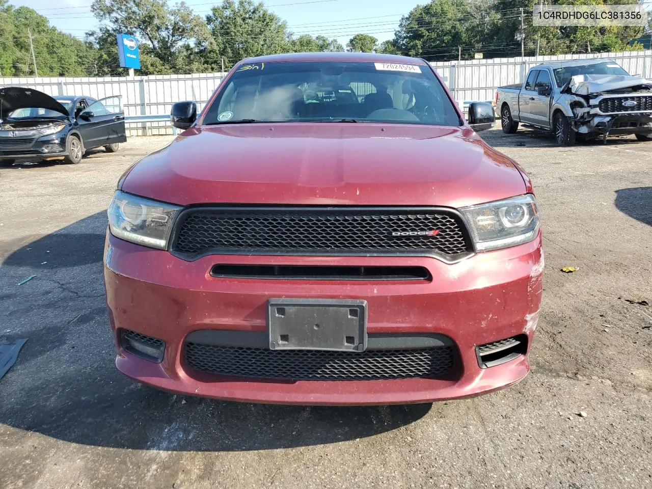 2020 Dodge Durango Gt VIN: 1C4RDHDG6LC381356 Lot: 72024594