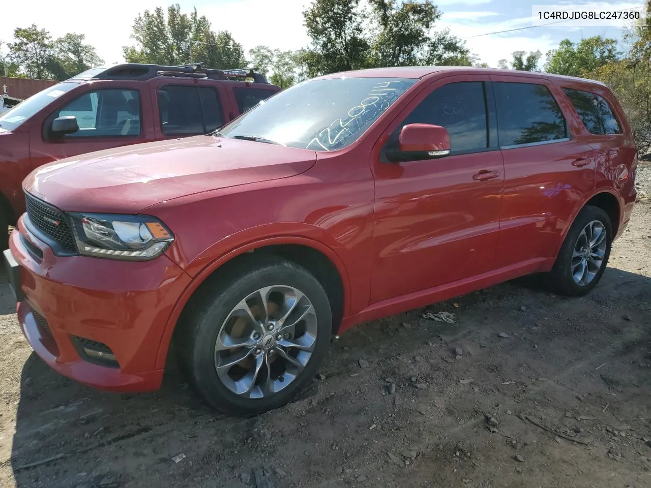 2020 Dodge Durango Gt VIN: 1C4RDJDG8LC247360 Lot: 72200114