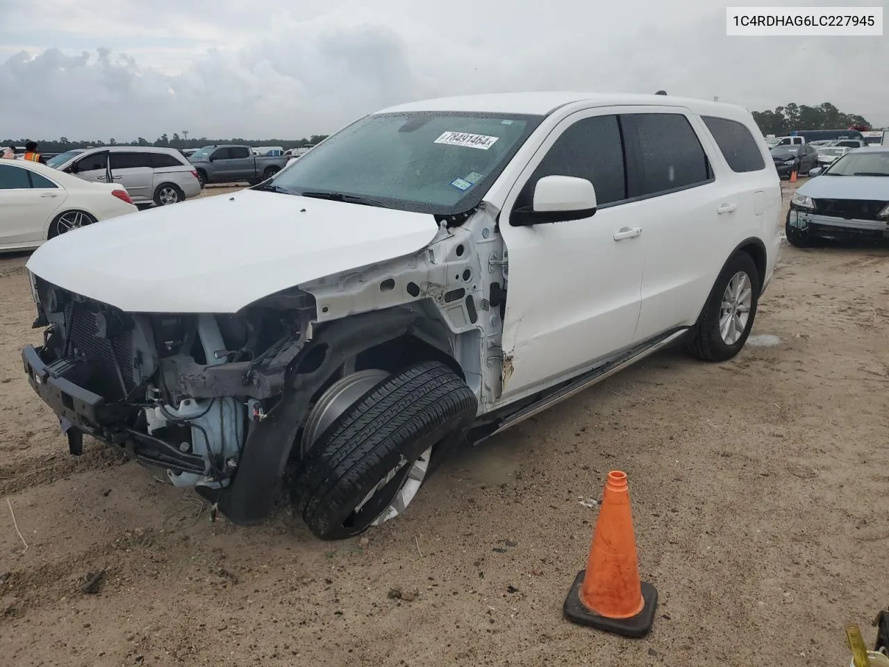 2020 Dodge Durango Sxt VIN: 1C4RDHAG6LC227945 Lot: 78491464