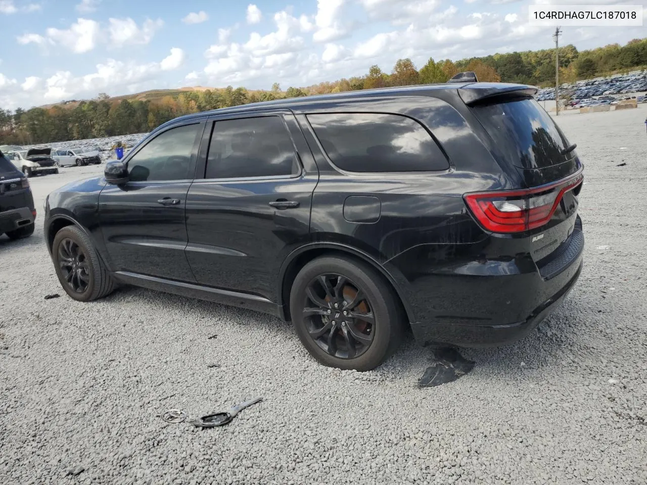 2020 Dodge Durango Sxt VIN: 1C4RDHAG7LC187018 Lot: 78674944