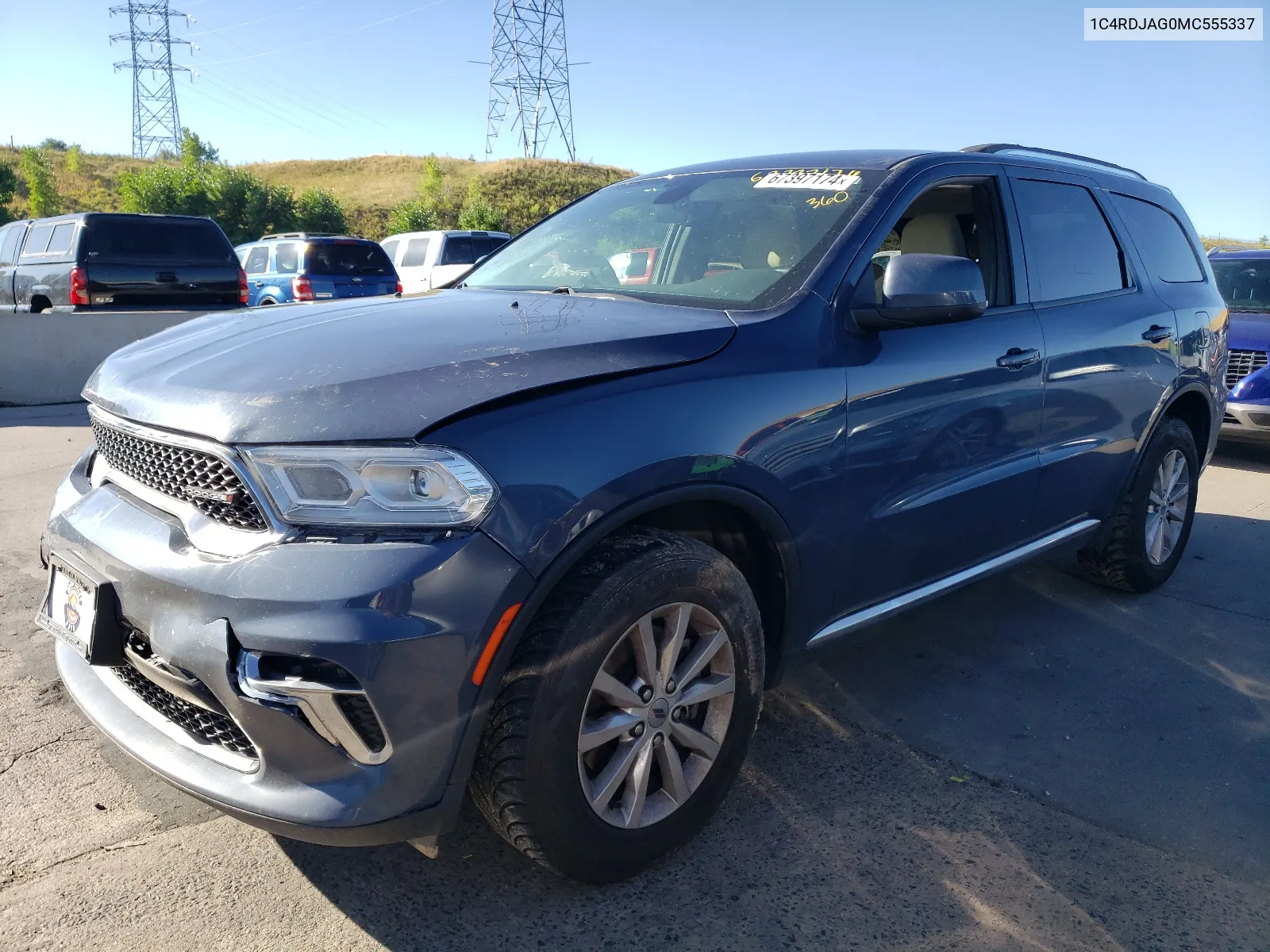 2021 Dodge Durango Sxt VIN: 1C4RDJAG0MC555337 Lot: 67397174