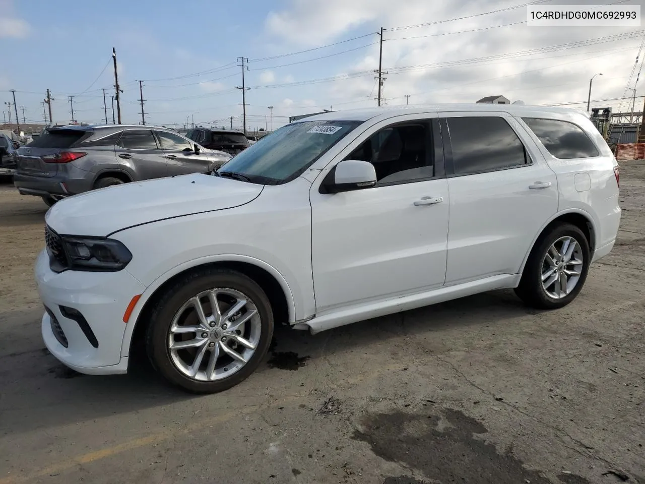 2021 Dodge Durango Gt VIN: 1C4RDHDG0MC692993 Lot: 71243854