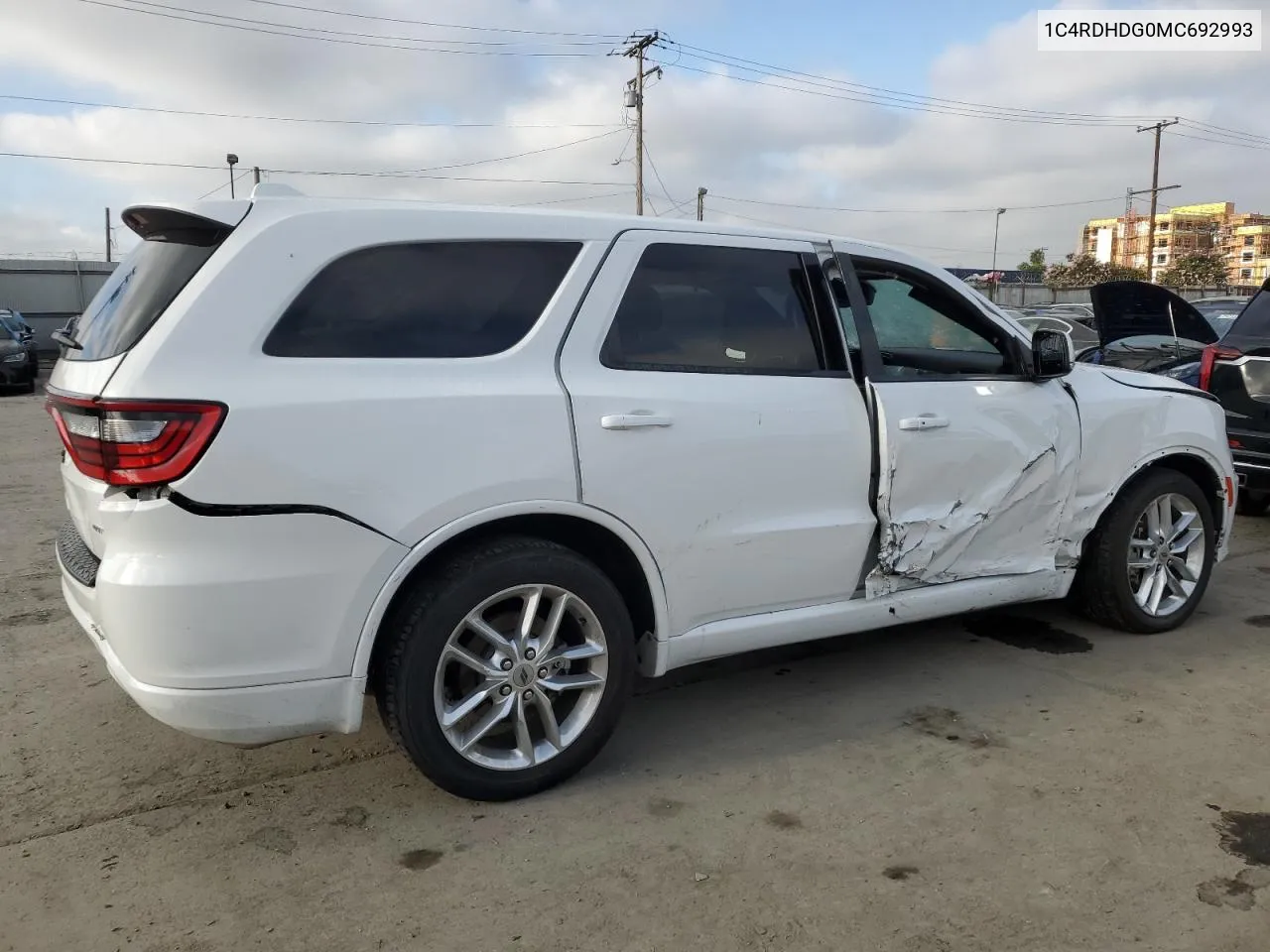 2021 Dodge Durango Gt VIN: 1C4RDHDG0MC692993 Lot: 71243854