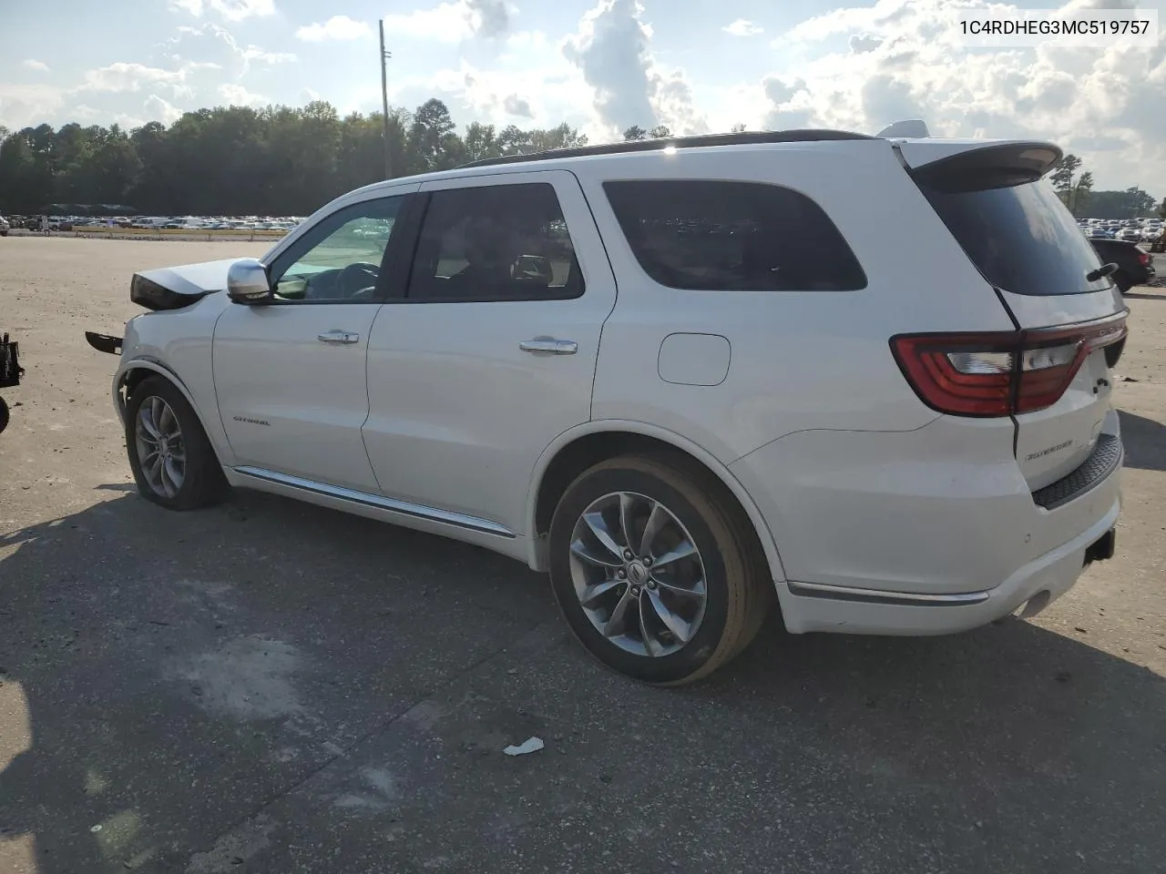 2021 Dodge Durango Citadel VIN: 1C4RDHEG3MC519757 Lot: 71762664