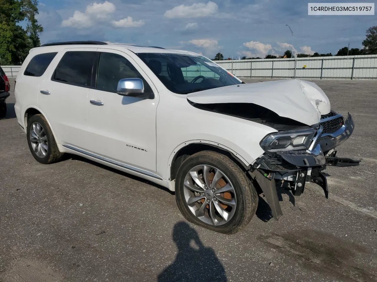 2021 Dodge Durango Citadel VIN: 1C4RDHEG3MC519757 Lot: 71762664