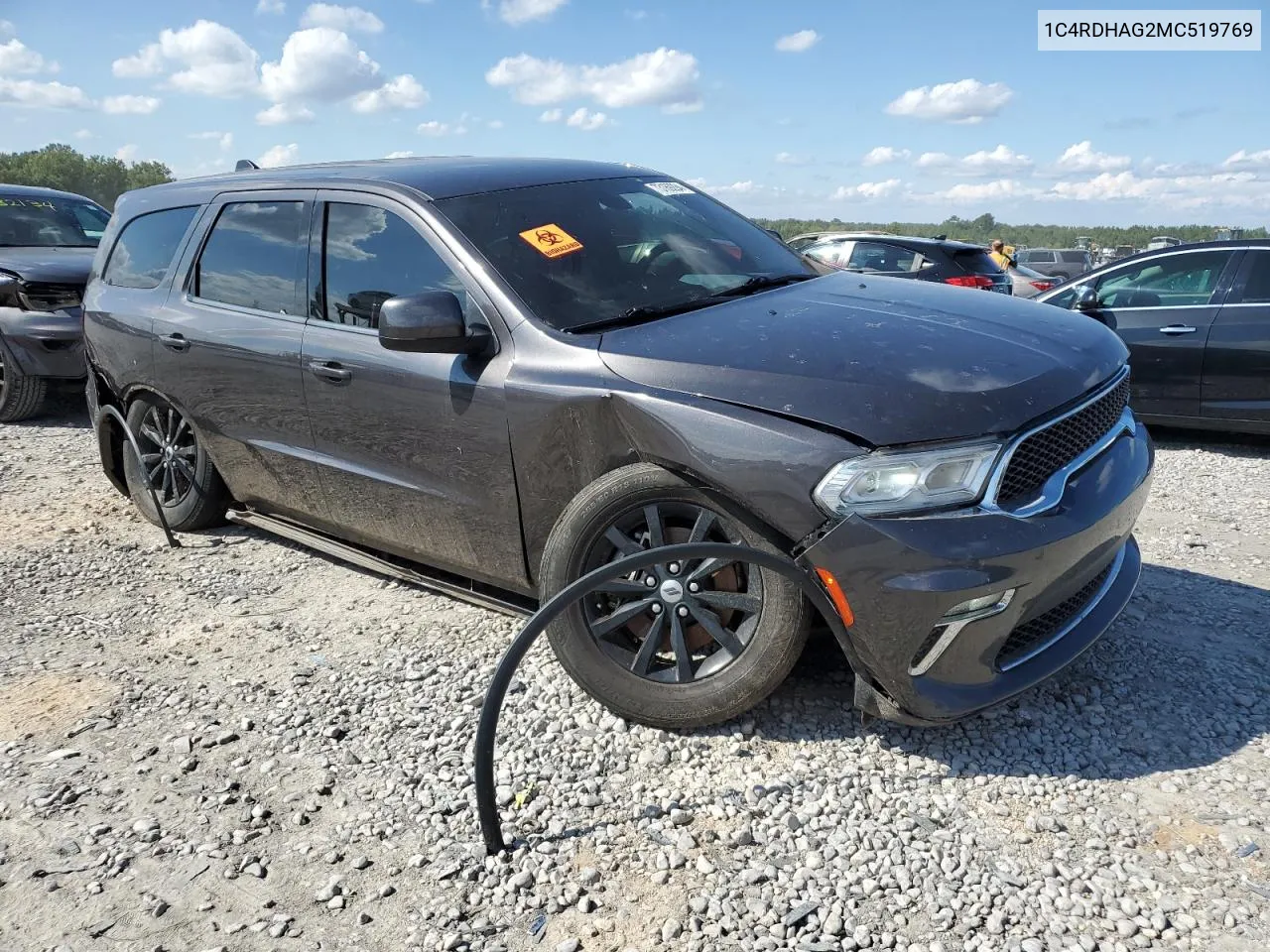 2021 Dodge Durango Sxt VIN: 1C4RDHAG2MC519769 Lot: 73169294