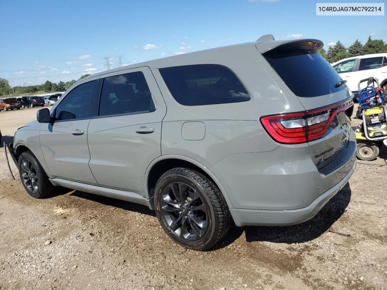 2021 Dodge Durango Sxt VIN: 1C4RDJAG7MC792214 Lot: 73183374