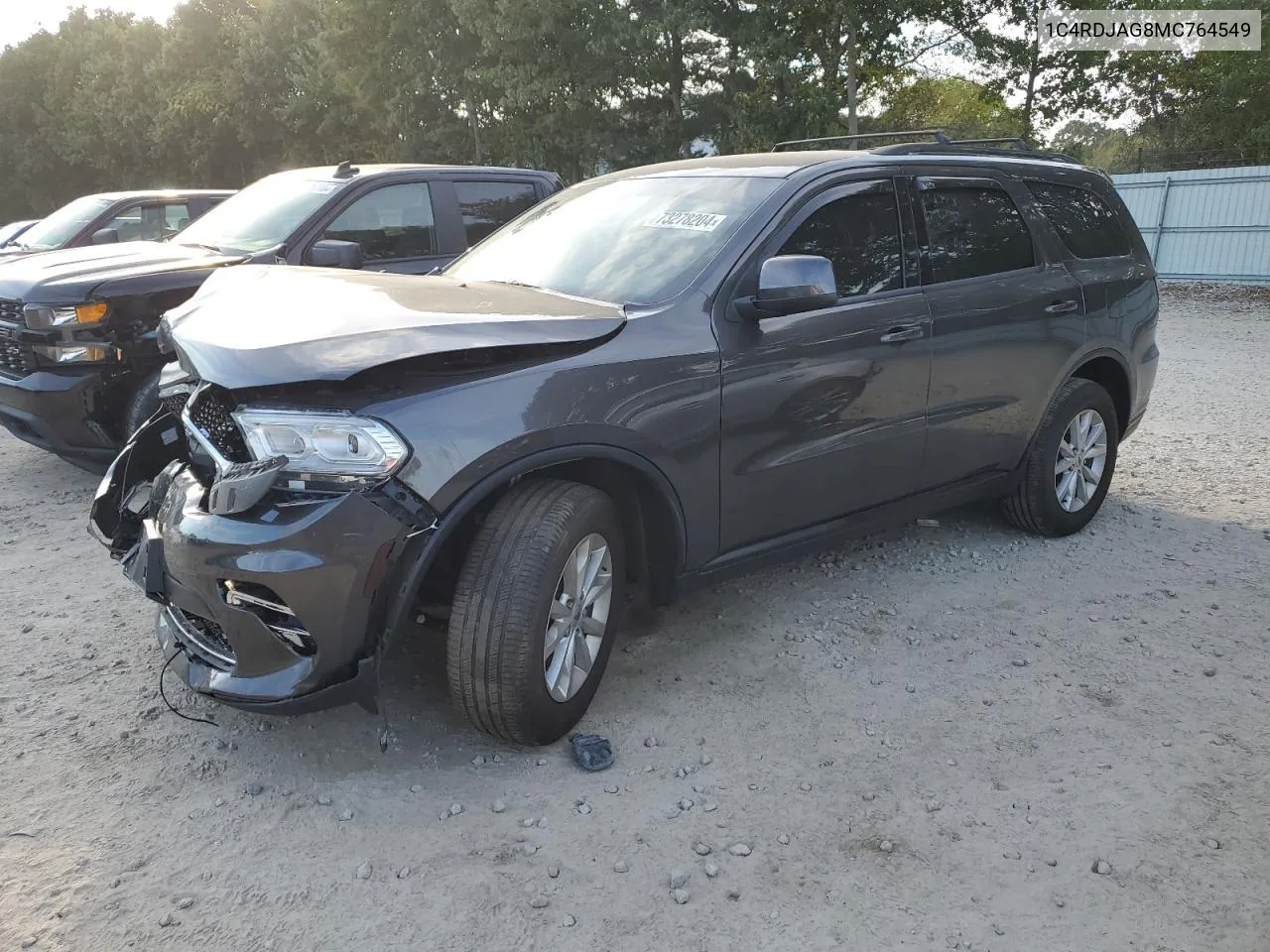 2021 Dodge Durango Sxt VIN: 1C4RDJAG8MC764549 Lot: 73278204