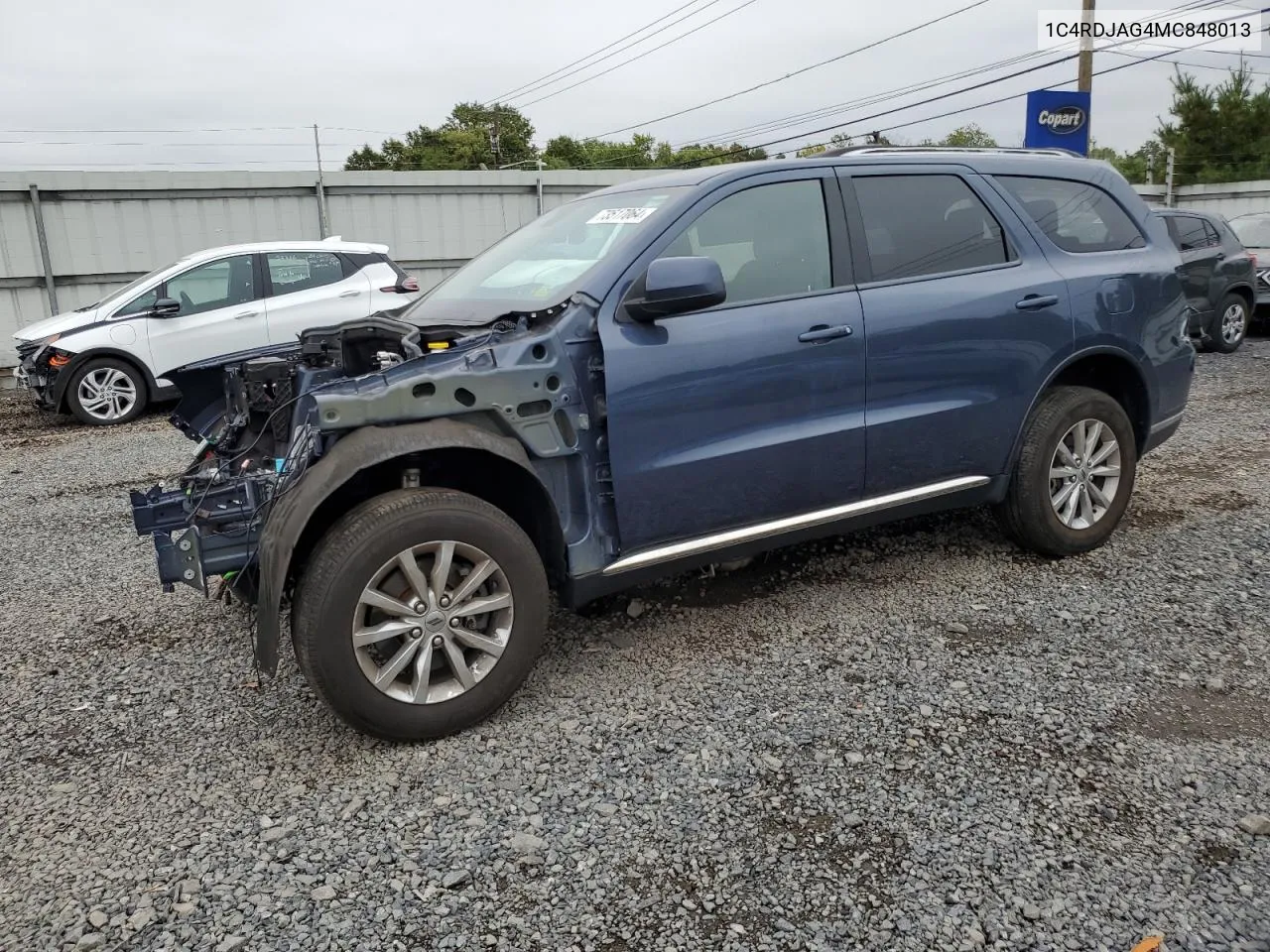 2021 Dodge Durango Sxt VIN: 1C4RDJAG4MC848013 Lot: 73517064