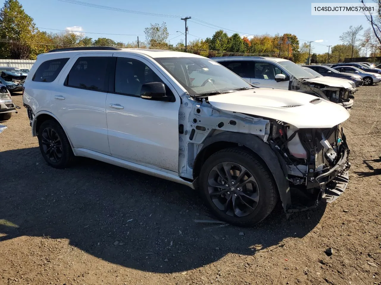 2021 Dodge Durango R/T VIN: 1C4SDJCT7MC579081 Lot: 74764624