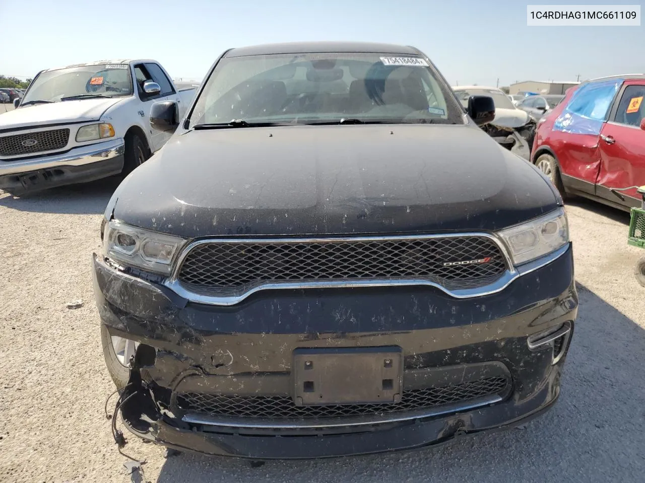 2021 Dodge Durango Sxt VIN: 1C4RDHAG1MC661109 Lot: 75418484