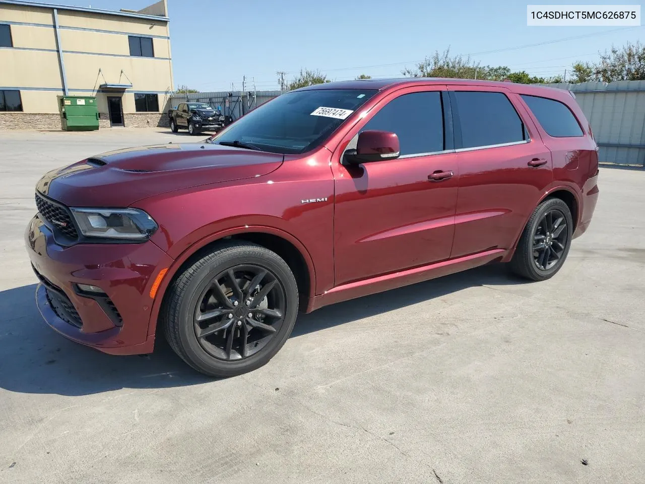 2021 Dodge Durango R/T VIN: 1C4SDHCT5MC626875 Lot: 75697474