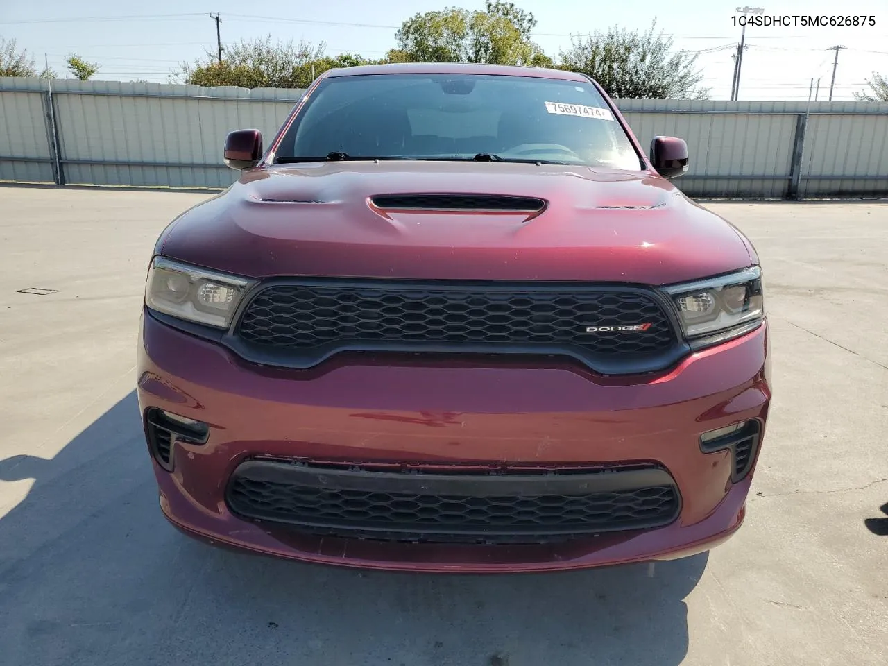 2021 Dodge Durango R/T VIN: 1C4SDHCT5MC626875 Lot: 75697474