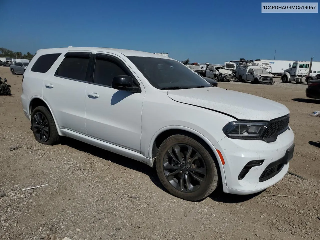 2021 Dodge Durango Sxt VIN: 1C4RDHAG3MC519067 Lot: 77274694