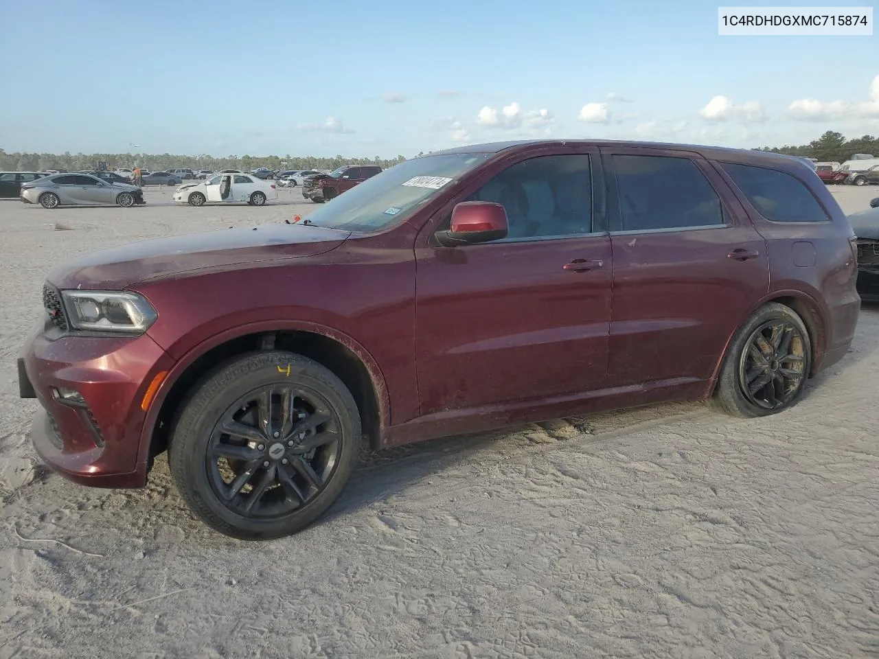 2021 Dodge Durango Gt VIN: 1C4RDHDGXMC715874 Lot: 78024774