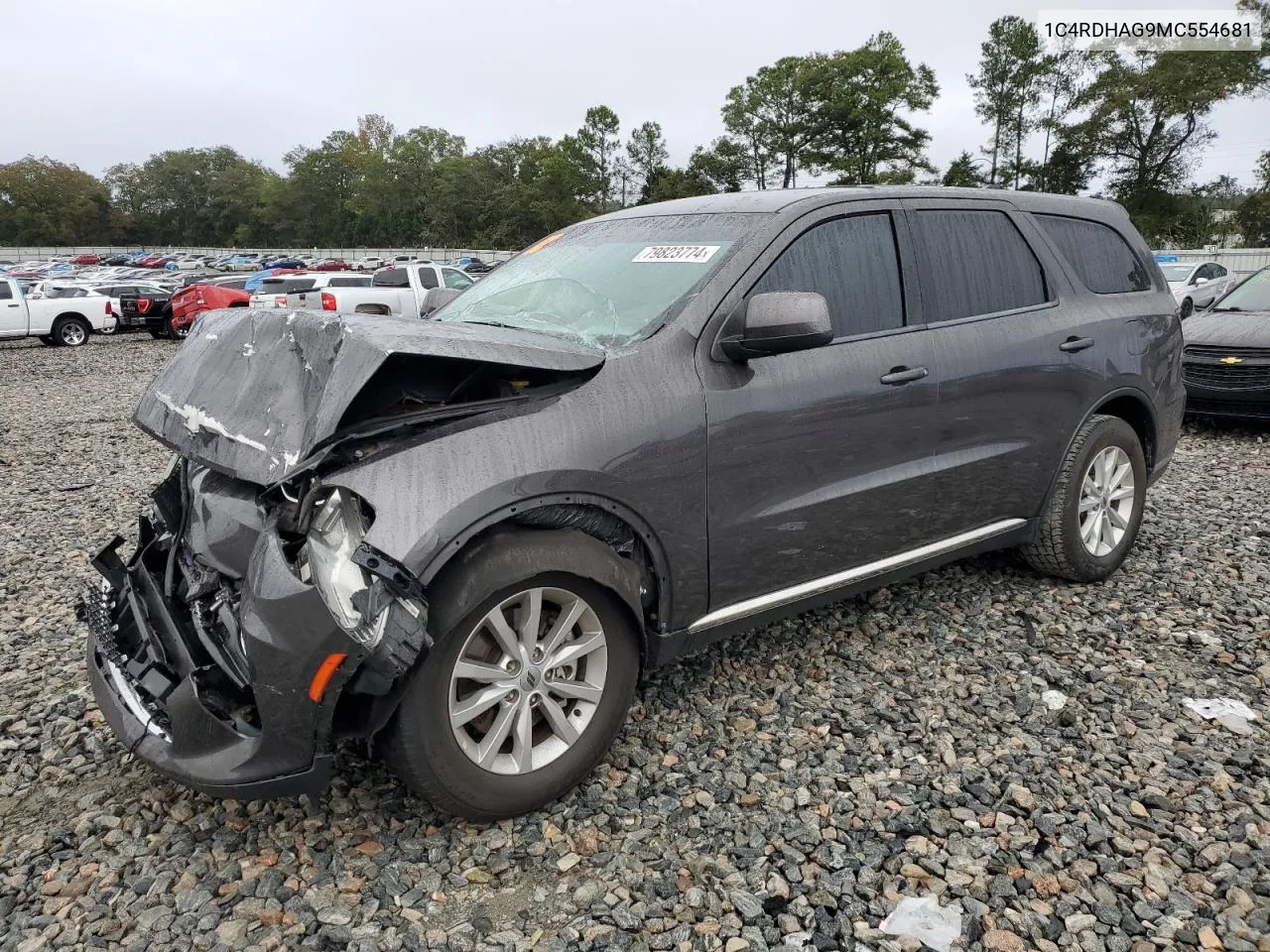 2021 Dodge Durango Sxt VIN: 1C4RDHAG9MC554681 Lot: 79823774