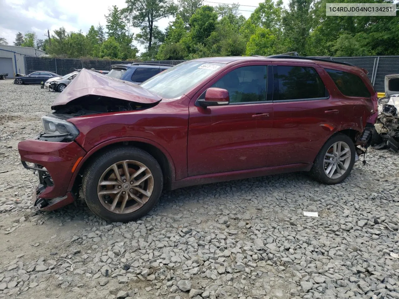 2022 Dodge Durango Gt VIN: 1C4RDJDG4NC134251 Lot: 56476714