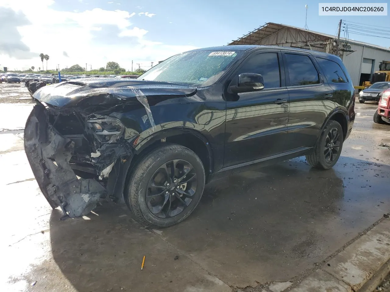 2022 Dodge Durango Gt VIN: 1C4RDJDG4NC206260 Lot: 69413874