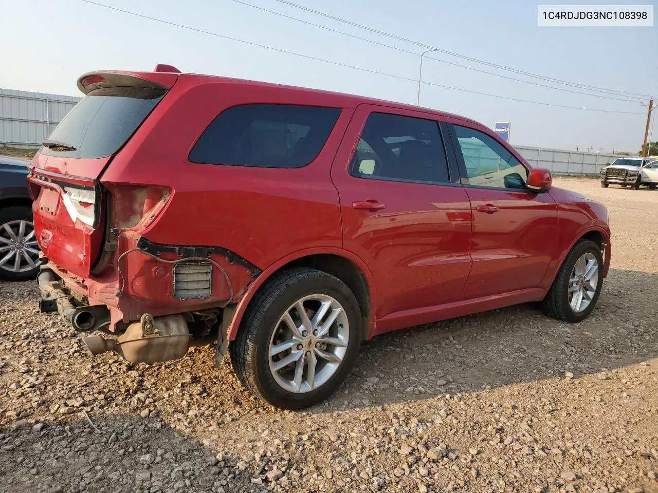 2022 Dodge Durango Gt VIN: 1C4RDJDG3NC108398 Lot: 70061084