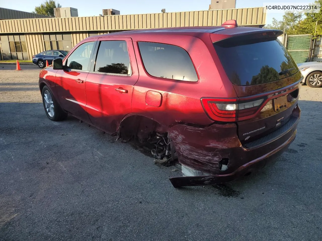 1C4RDJDG7NC227314 2022 Dodge Durango Gt