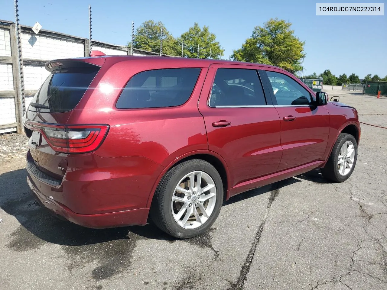 2022 Dodge Durango Gt VIN: 1C4RDJDG7NC227314 Lot: 70932404