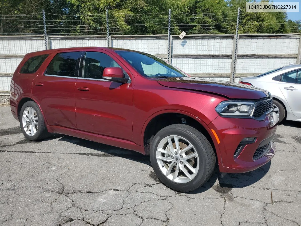 2022 Dodge Durango Gt VIN: 1C4RDJDG7NC227314 Lot: 70932404