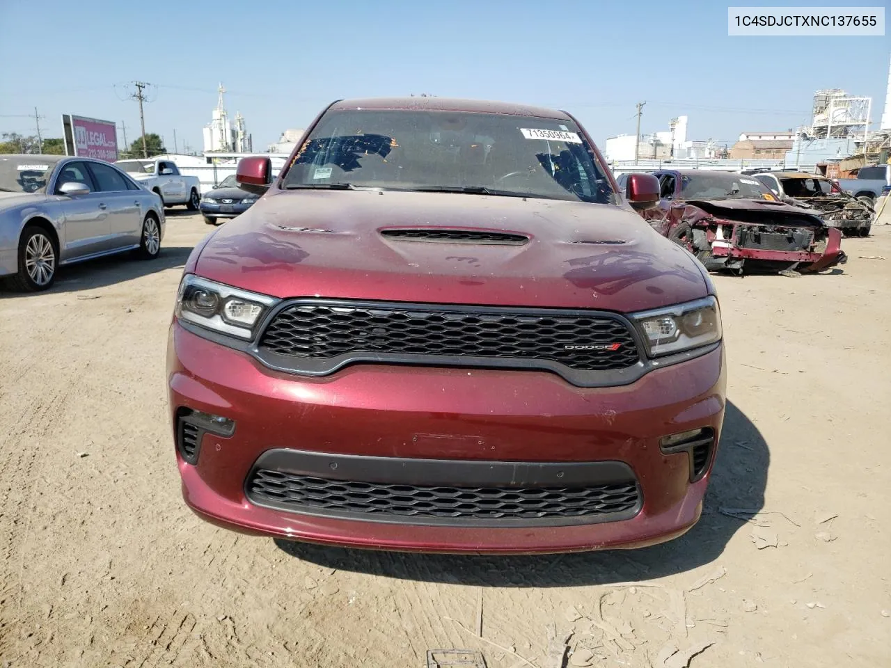 2022 Dodge Durango R/T VIN: 1C4SDJCTXNC137655 Lot: 71350964