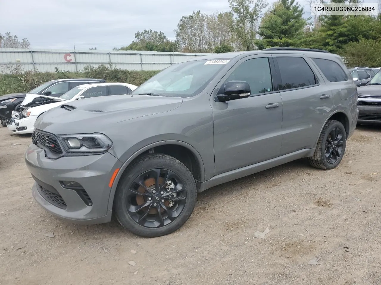 2022 Dodge Durango Gt VIN: 1C4RDJDG9NC206884 Lot: 72354964