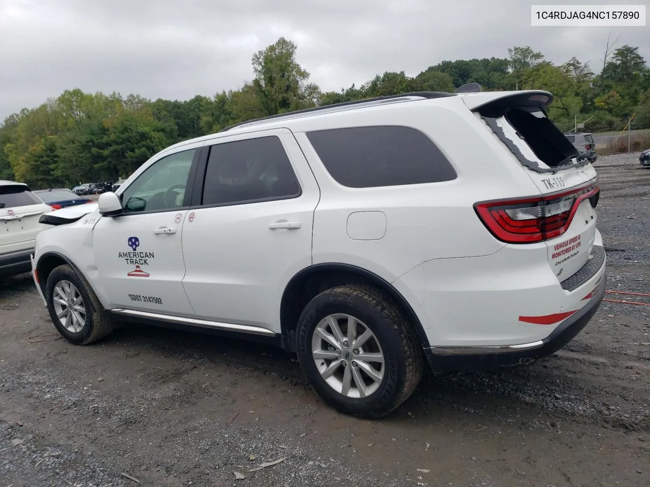 2022 Dodge Durango Sxt VIN: 1C4RDJAG4NC157890 Lot: 73167544