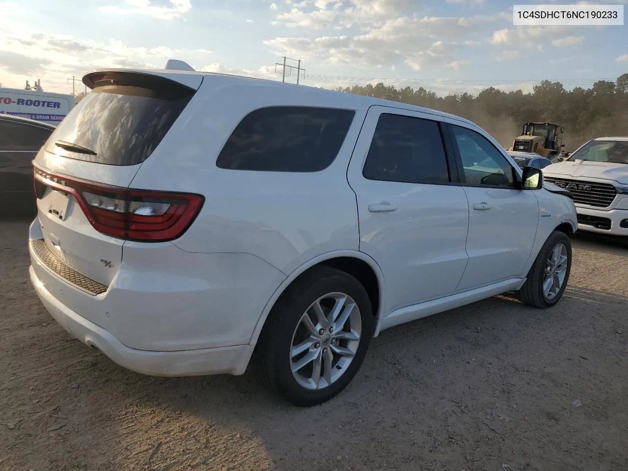 2022 Dodge Durango R/T VIN: 1C4SDHCT6NC190233 Lot: 73598744