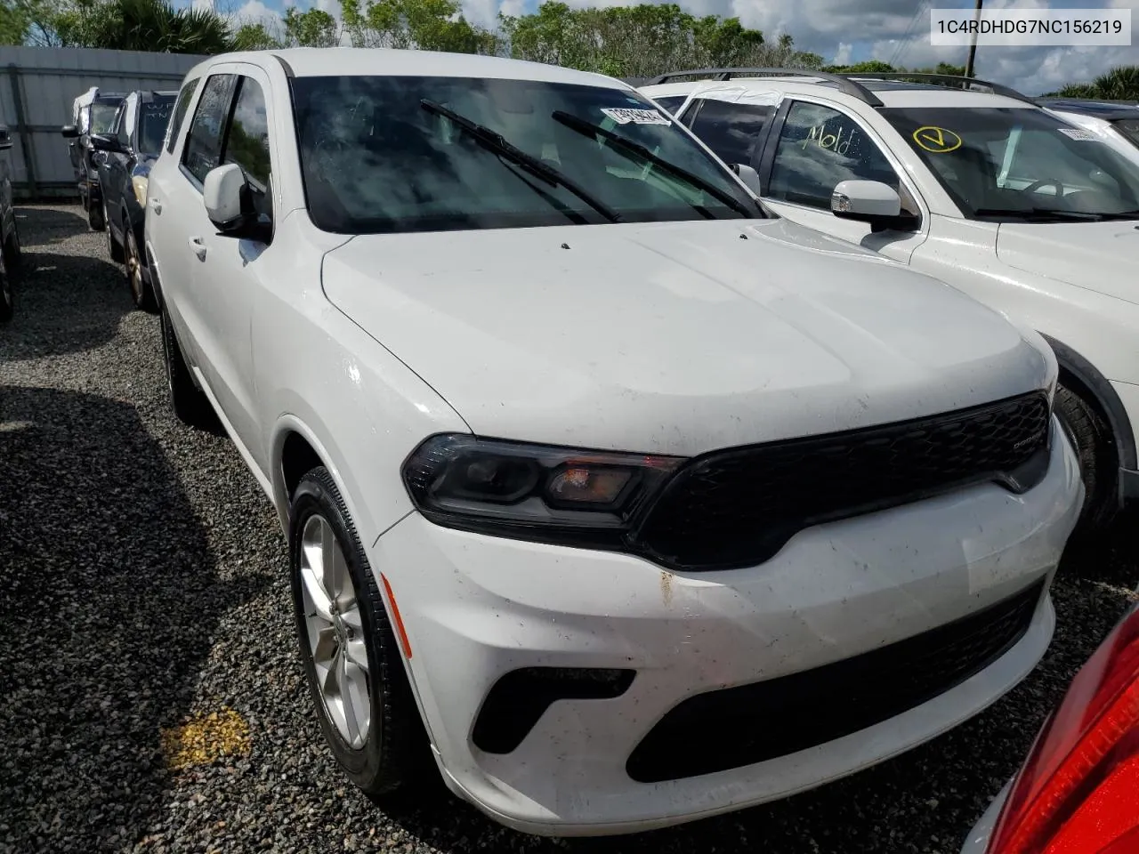 2022 Dodge Durango Gt VIN: 1C4RDHDG7NC156219 Lot: 73919424