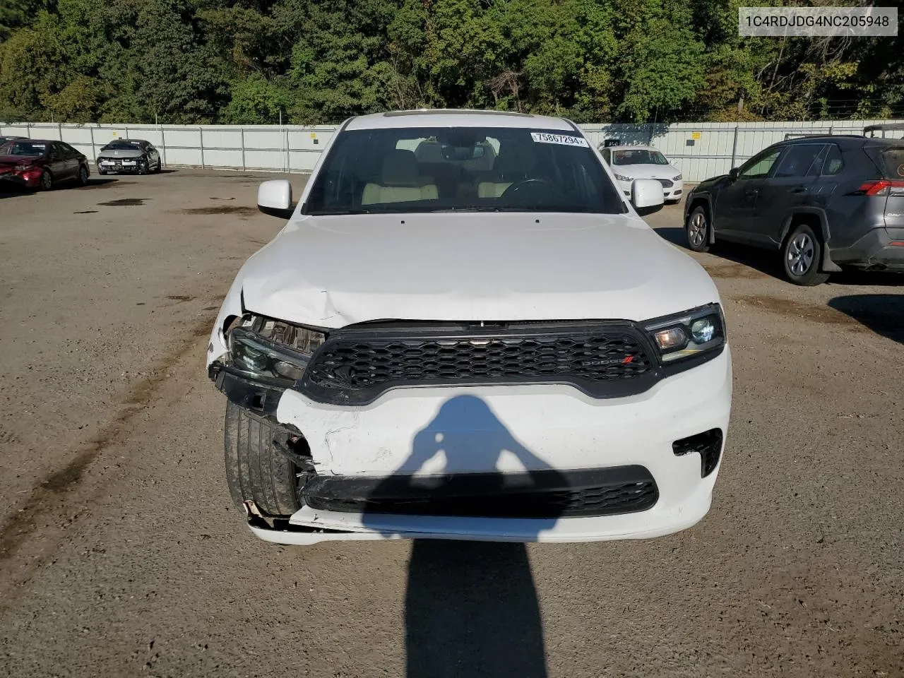 2022 Dodge Durango Gt VIN: 1C4RDJDG4NC205948 Lot: 75867294