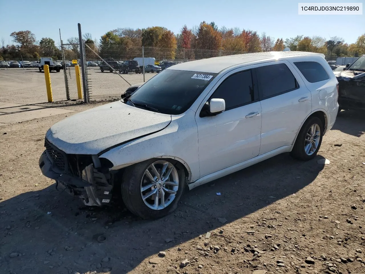 2022 Dodge Durango Gt VIN: 1C4RDJDG3NC219890 Lot: 76317384