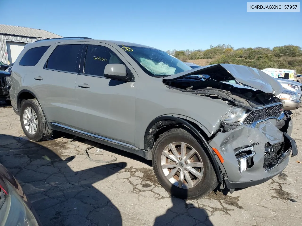 2022 Dodge Durango Sxt VIN: 1C4RDJAGXNC157957 Lot: 76581544