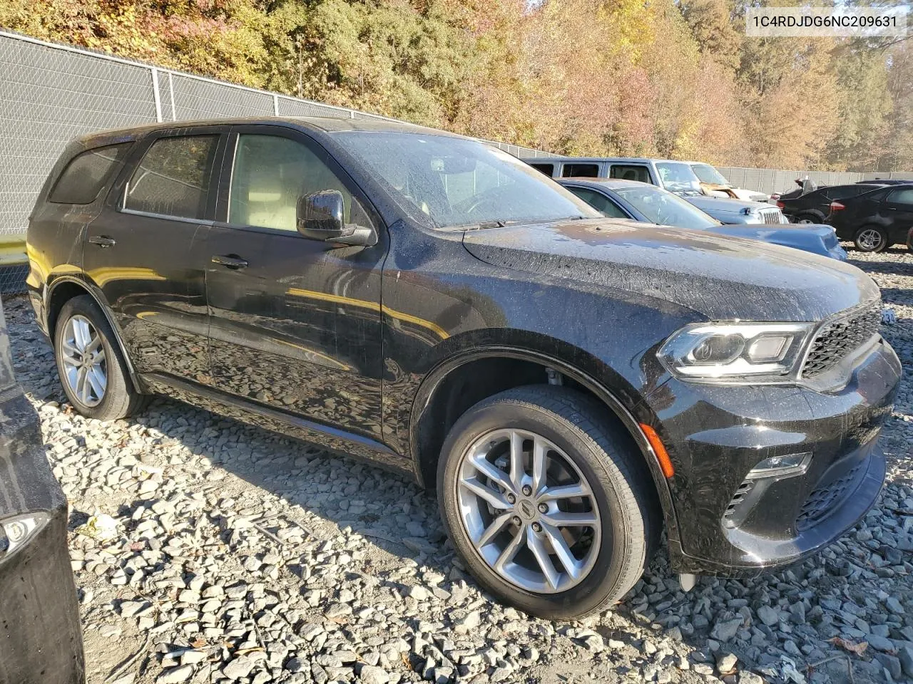 1C4RDJDG6NC209631 2022 Dodge Durango Gt