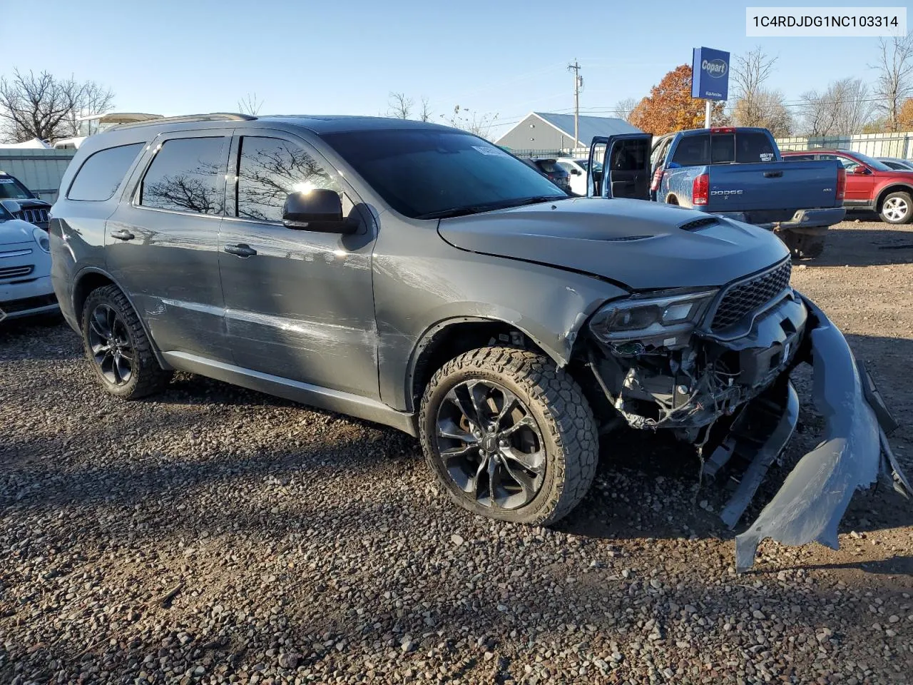 2022 Dodge Durango Gt VIN: 1C4RDJDG1NC103314 Lot: 78495104