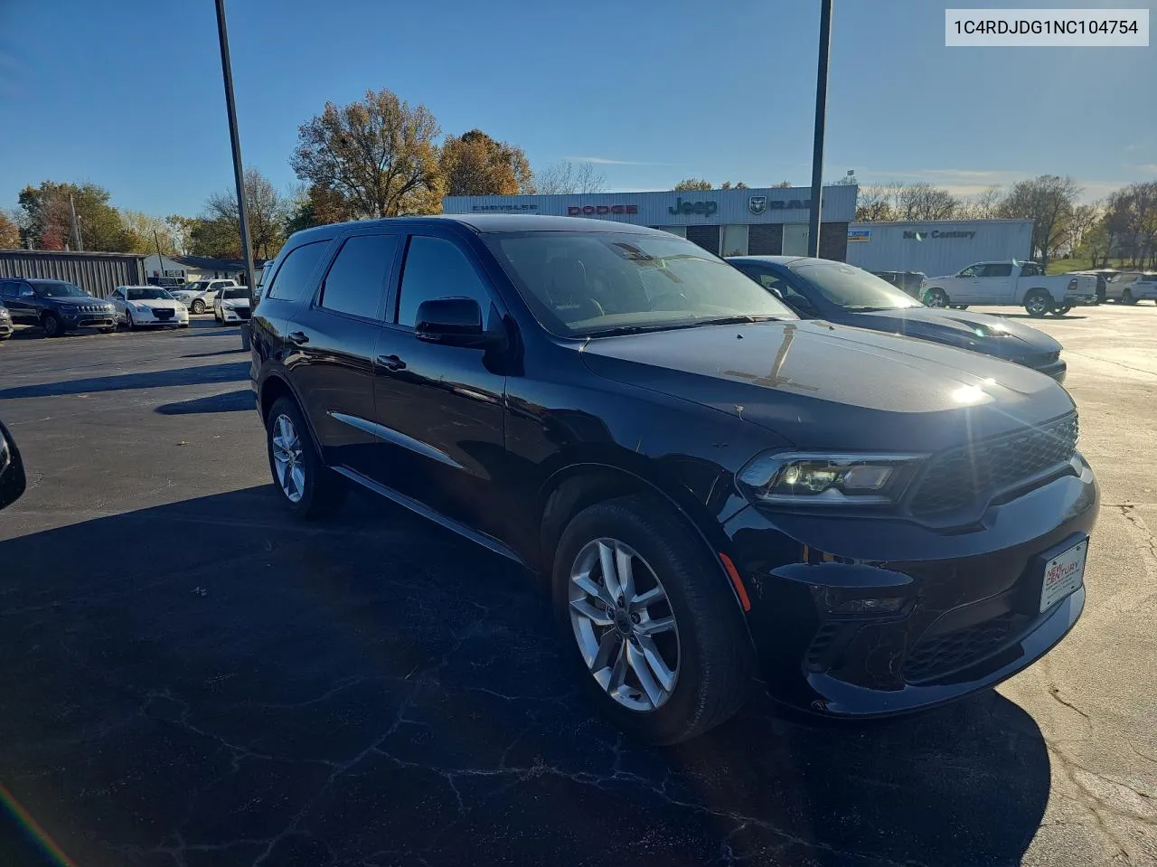 2022 Dodge Durango Gt VIN: 1C4RDJDG1NC104754 Lot: 80545444