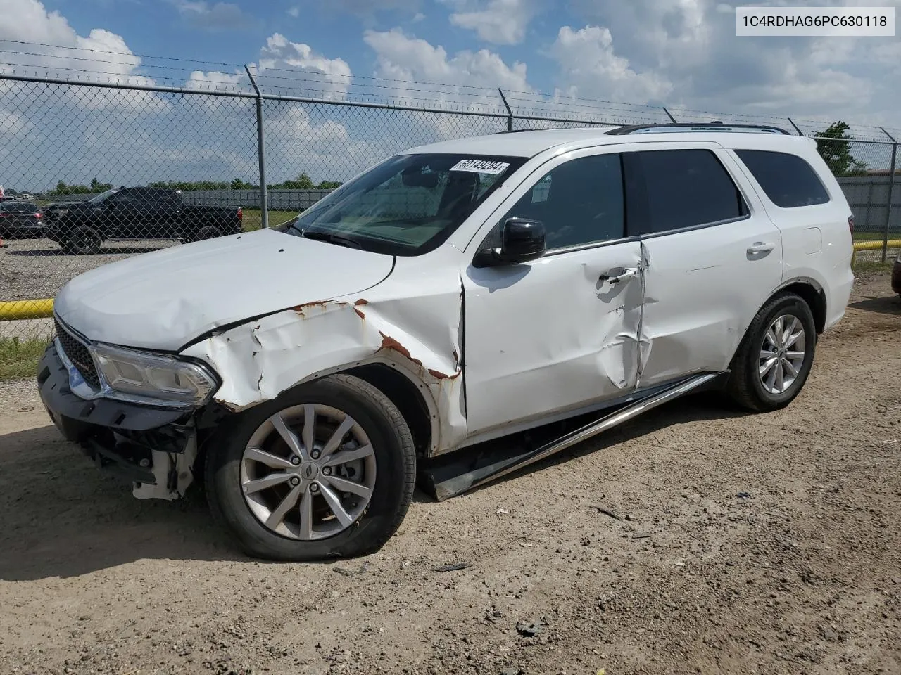 2023 Dodge Durango Sxt VIN: 1C4RDHAG6PC630118 Lot: 60149284