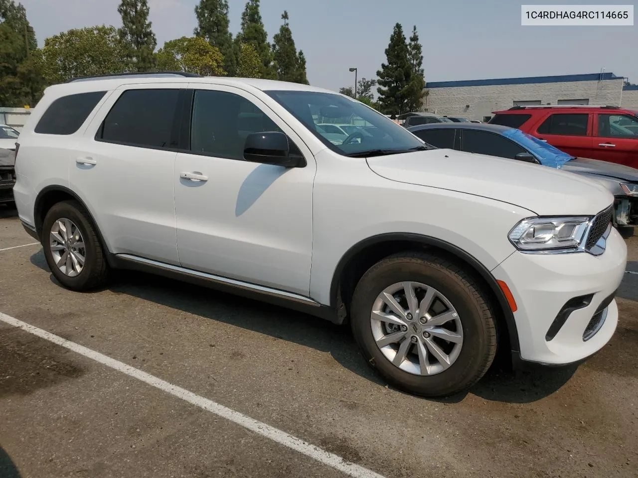 2024 Dodge Durango Sxt VIN: 1C4RDHAG4RC114665 Lot: 70873654