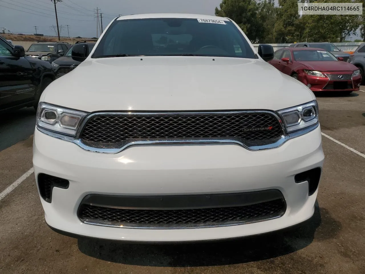 2024 Dodge Durango Sxt VIN: 1C4RDHAG4RC114665 Lot: 70873654