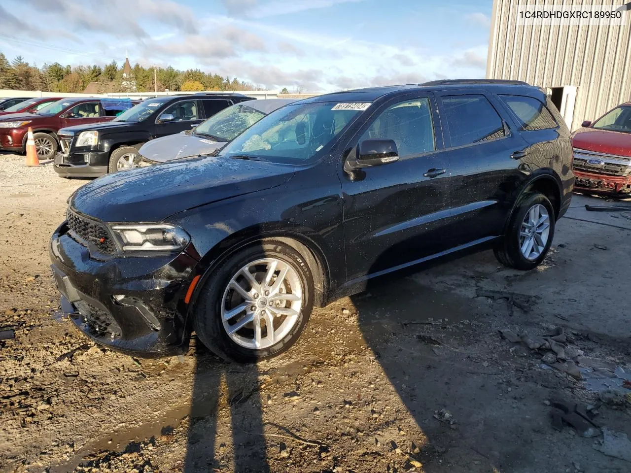 2024 Dodge Durango Gt VIN: 1C4RDHDGXRC189950 Lot: 78919404