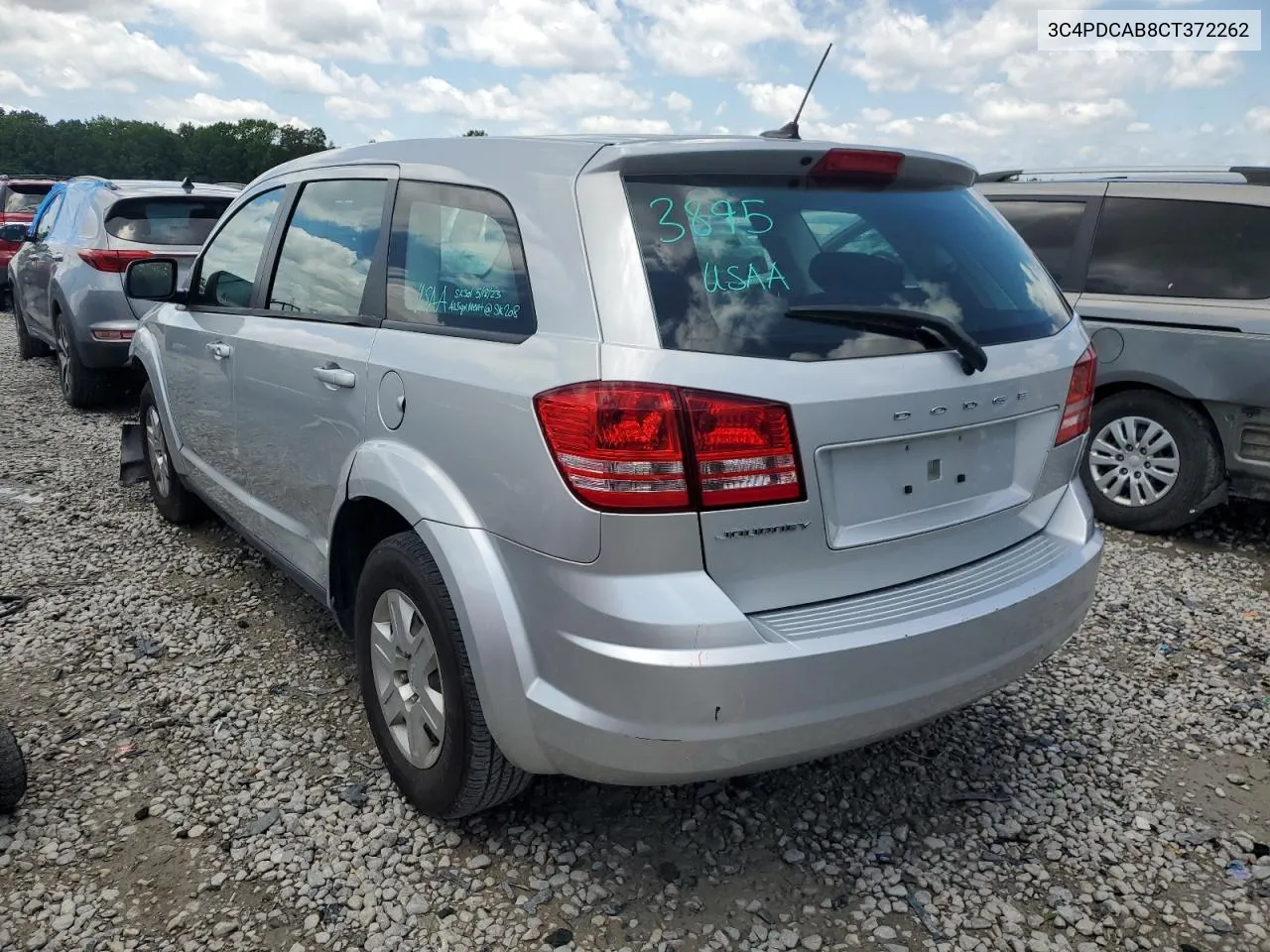 2012 Dodge Journey Se VIN: 3C4PDCAB8CT372262 Lot: 55884183