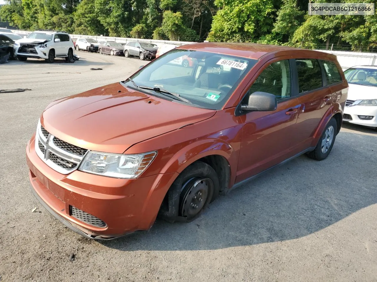 2012 Dodge Journey Se VIN: 3C4PDCAB6CT216866 Lot: 66781164