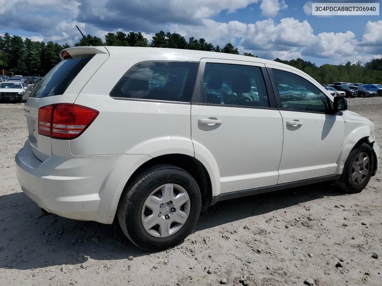 2012 Dodge Journey Se VIN: 3C4PDCAB8CT206940 Lot: 68079054