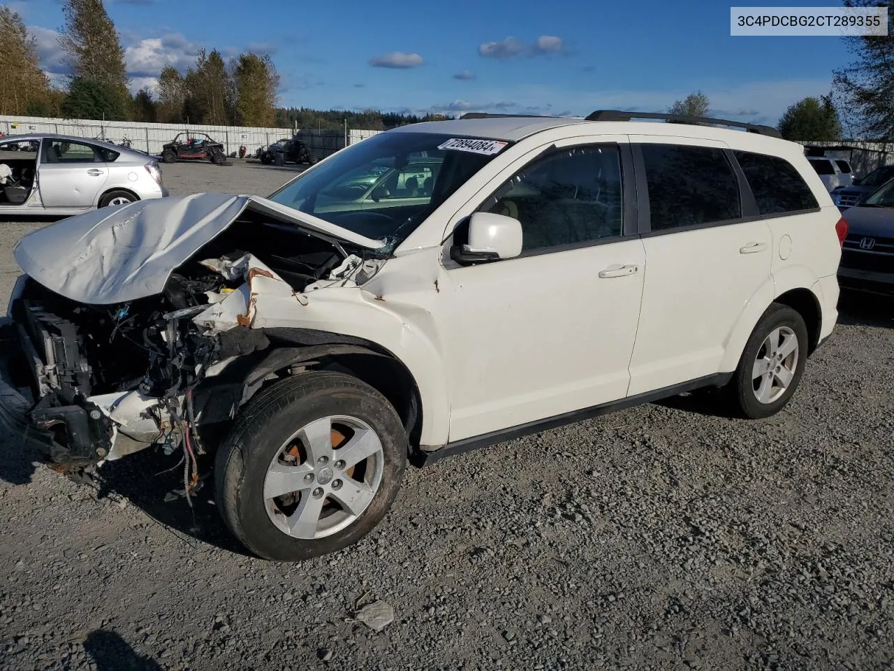 2012 Dodge Journey Sxt VIN: 3C4PDCBG2CT289355 Lot: 72894084