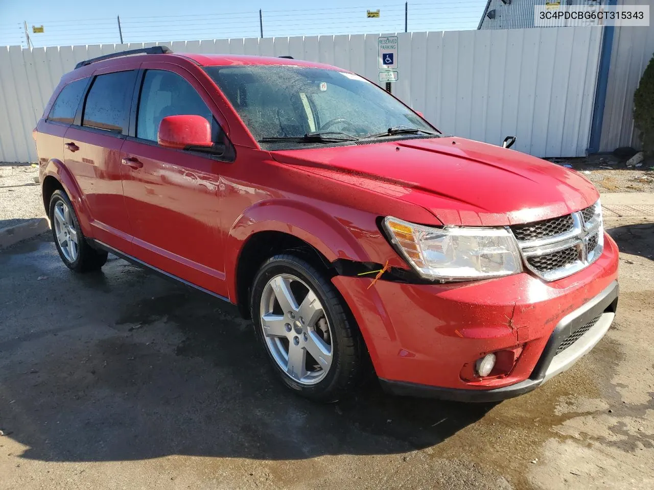 2012 Dodge Journey Sxt VIN: 3C4PDCBG6CT315343 Lot: 76295254